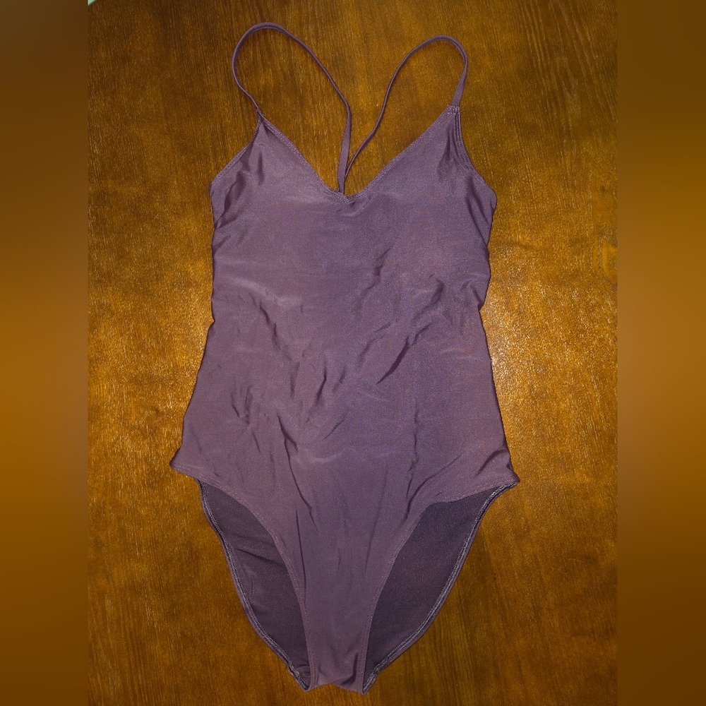 NWOT American Eagle One Piece Swim Suit Adjustable Open Back Maroon Large